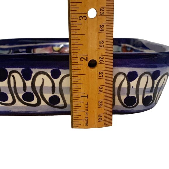 Colorful Mexican Talavera Hand Painted Square Pottery Dish 8.25” Width 2” Deep - Picture 4 of 6